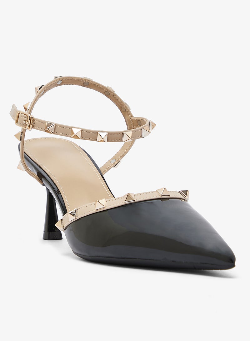 Ginger Stud Detail Mid Heel Pumps - Image 2